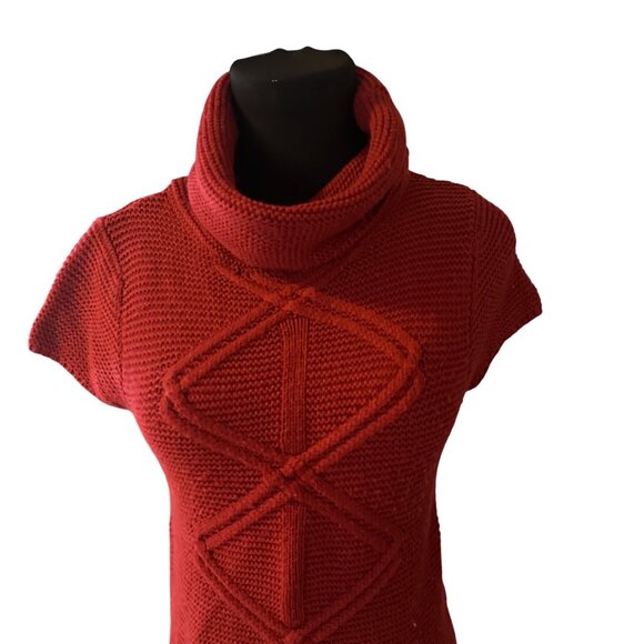 BSK by Bershka red turtleneck sweater dress size medium - Picture 6 of 7